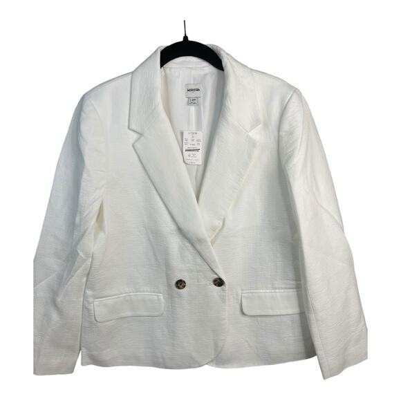 J. Crew Factory Textured Cotton Blazer in White Size 12 Petite NWT - Picture 2 of 12